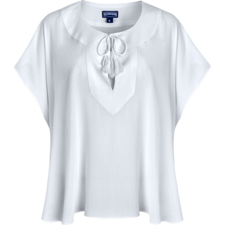 女士纯色粘胶纤维上衣 Off white 正面图