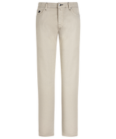 Men 5-Pockets Linen Cotton Gabardine Pants Solid Hemp front view