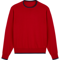 Pullover en laine mérinos cachemire soie ras-du-cou homme Moulin rouge vue de face