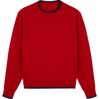 Pullover en laine mérinos cachemire soie ras-du-cou homme Moulin rouge vue de face