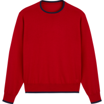 Men Merino Wool Cashmere Silk Crewneck Sweater Moulin rouge front view