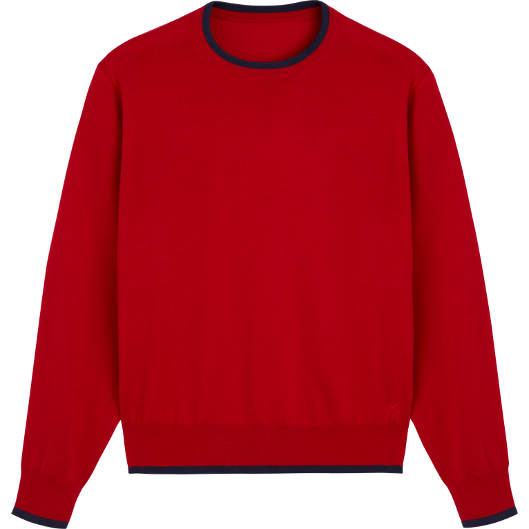 Men Merino Wool Cashmere Silk Crewneck Sweater - Pullover - Pierre - Red - Size XL - Vilebrequin
