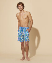 Men Long Swim Trunks Ultra-light and Packable Camo Seaweed Calanque front worn view