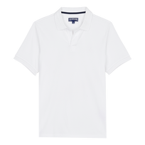 男士纯色有机棉珠地 Polo 衫 White 正面图