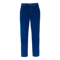 Men 5-Pockets Corduroy Pants 1500 lines Batik blue front view