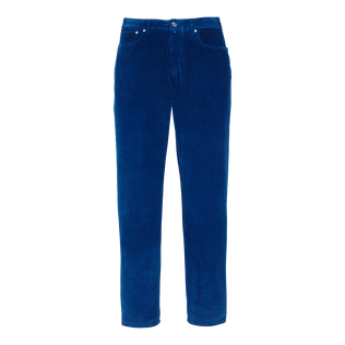 Pantaloni uomo a 5 tasche in velluto a coste 1500 righe Blu batik vista frontale
