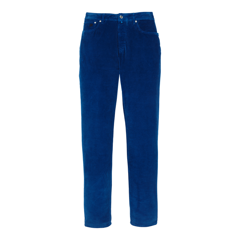 Pantaloni Uomo A 5 Tasche In Velluto A Coste 1500 Righe - Jean - Gbetta18 - Blu