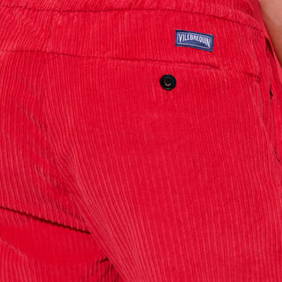 Pantalones de chándal de pana de líneas grandes de color liso para hombre Rojo detalles vista 1