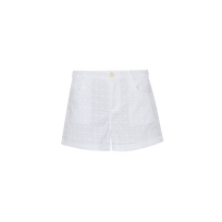 Bermudas de algodón con bordado inglés para mujer Blanco vista frontal