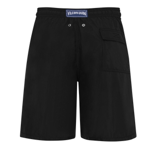 Men Long Swim Shorts Solid Black back view