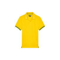 Polo en piqué coton organique homme uni Soleil vue de face