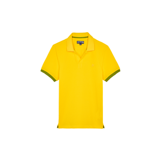 Polo en piqué coton organique homme uni Soleil vue de face