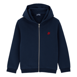 Boys Hooded Front Zip Sweatshirt Placed Back Gomy Navy 正面图