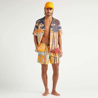 Camisa de bolos en lino con estampado Voile et Pins para hombre Maiz detalles vista 1