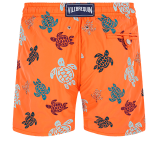 Men Swim Shorts Embroidered Ronde Des Tortues - Limited Edition Guava back view
