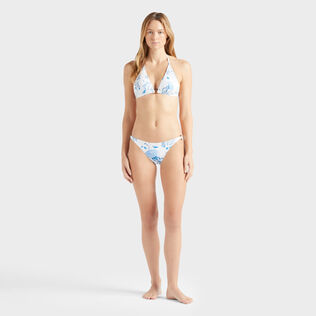 Braguita de bikini de corte brasileño con estampado Medusa and Shells para mujer Blanco vista frontal desgastada