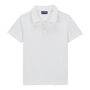 Polo bambino in spugna tinta unita Bianco vista frontale