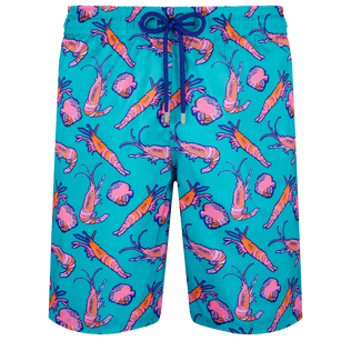 Men Long Ultra-light and packable Swim Shorts Crevettes et Poissons Curacao front view