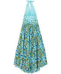 Vestito donna lungo con scollo sulla schiena in cotone Butterflies Laguna vista frontale