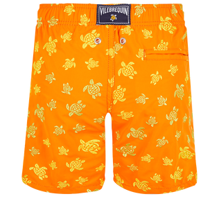 Boys Embroided Swim Trunks Micro Ronde des Tortues Apricot back view
