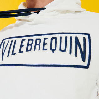 Sweat à capuche brodé en coton homme uni Off-white vue de détail 2