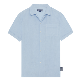 Camisa de bolos de lino de color liso para hombre - Vilebrequin x Highsnobiety Chambray vista frontal