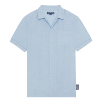 Men Linen Bowling Shirt Solid - Vilebrequin x Highsnobiety Chambray front view