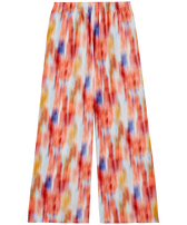 Pantaloni donna in seta Ikat Flowers Multicolore vista frontale