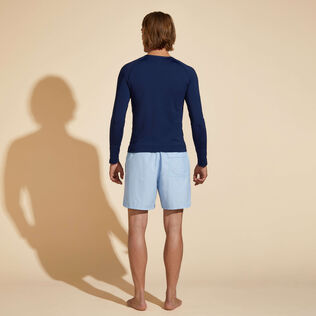 Men Long Sleeves Rashguard Solid - Vilebrequin x Highsnobiety Press blue back worn view