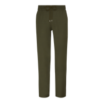 Men Merino Wool Pants Solid Olive heather front view