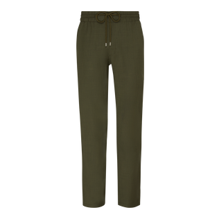 Men Merino Wool Pants Solid Olive heather front view