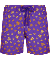 Maillot de bain homme brodé Micro Ronde des Tortues - Édition Limitée Purple blue vue de face