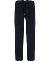 Pantaloni da jogging uomo in velluto a coste grandi tinta unita Blu marine vista frontale