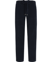 Pantalones de chándal de pana de líneas grandes de color liso para hombre Azul marino vista frontal