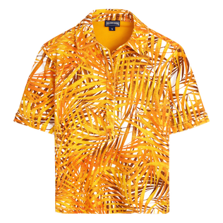 Polo en tejido de felpa con estampado Palm Leaves para hombre Mango vista frontal