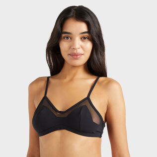 Top bikini donna modello a reggiseno tinta unita Nero dettagli vista 2