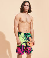 Men Long Swim Shorts Macro Octopussy Navy front worn view