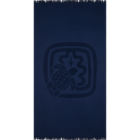 Unisex Organic Cotton Towel - Vilebrequin x Ines de la Fressange Navy front view