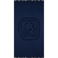 Unisex-Handtuch aus Bio-Baumwolle – Vilebrequin x Ines de la Fressange Marineblau Vorderansicht