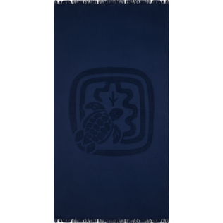 Unisex Organic Cotton Towel - Vilebrequin x Ines de la Fressange Navy front view