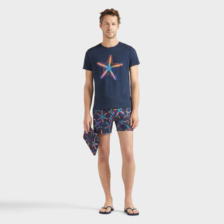 Men Organic Cotton T-shirt Disco Stars Navy details view 1