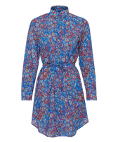 Women Cotton Voile Shirt Dress Carapaces Multicolores Sea blue front view