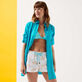 Iridescent Flowers of Joy Badeshorts mit Stickerei für Damen Weiss Details Ansicht 1