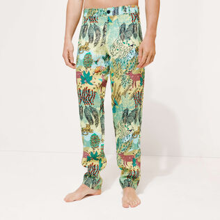 Pantalón de lino con estampado Jungle Rousseau para hombre Jengibre vista trasera desgastada