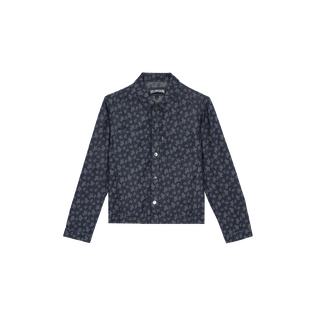 男士 Ronde des Tortues 提花轻盈牛仔夹克 Dark denim w1 正面图