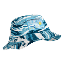 Cappello da pescatore unisex in cotone Wave - Vilebrequin x Maison Kitsuné Blu vista frontale