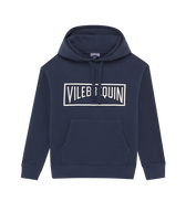 Sweat à capuche en coton organique garçon logo Bleu marine vue de face