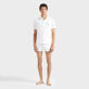 Men Pique Cotton Polo VBQ Line White front worn view