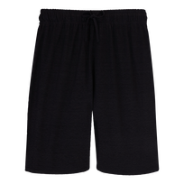 Unisex Linen Bermuda Shorts Solid Black front view