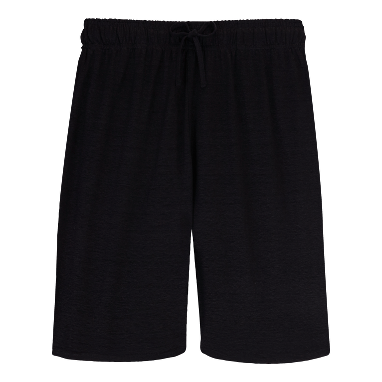 Unisex Linen Bermuda Shorts Solid - Bolide - Black